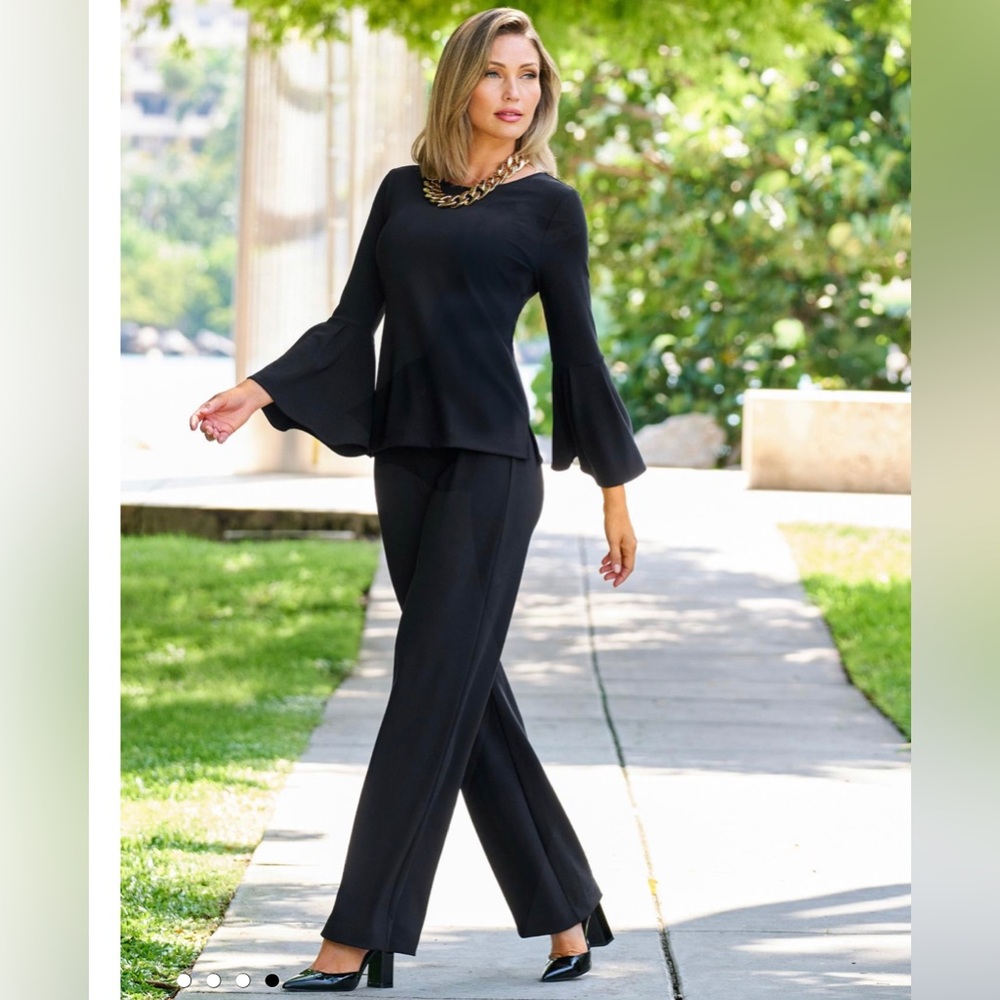 ▪️Boston Proper Hi Rise Beyond Travel Wide Leg Pant in Jet Black Size L